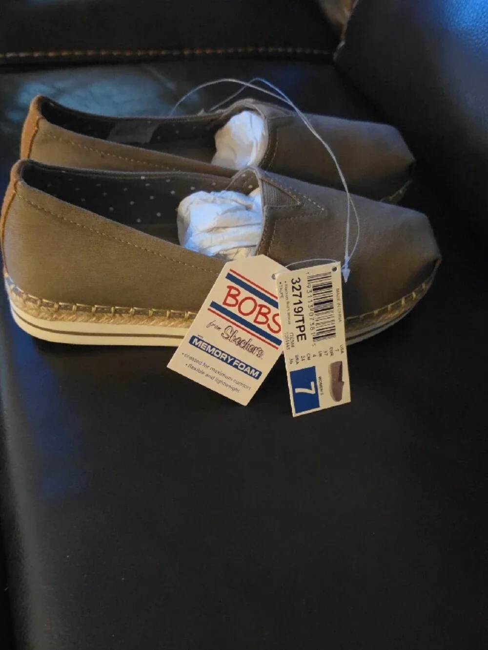 BOBS from Skechers Womens Brown-gray Slip-On Memory Foam Loafers
